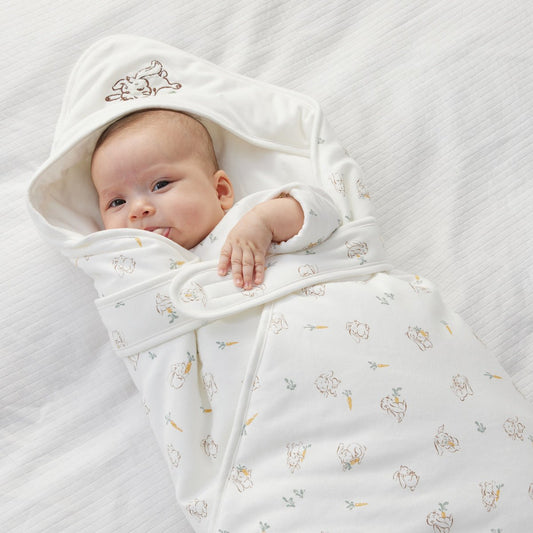 Cute Rabbit Extra Warm Cotton Baby White Swaddle Wrap-0